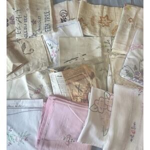 Vintage Embroidery & Cross Stitch Project Prices Repurpose Upcycle Linens Lot